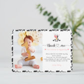 Niedliche Heilige Kuh Girl Funny Pink Baby Erstgeb Dankeskarte (Stehend Vorderseite)