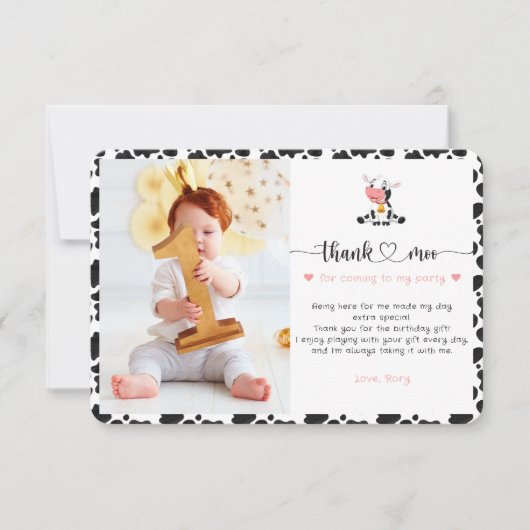 Niedliche Heilige Kuh Girl Funny Pink Baby Erstgeb Dankeskarte (Vorderseite)