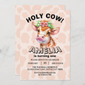 Niedliche Heilige Kuh Ich bin ein Mädchen 1. Gebur Save The Date (Vorne/Hinten)