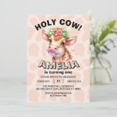 Niedliche heilige Kuh Ich bin ein Mädchen 1. Gebur Save The Date (Stehend Vorderseite)