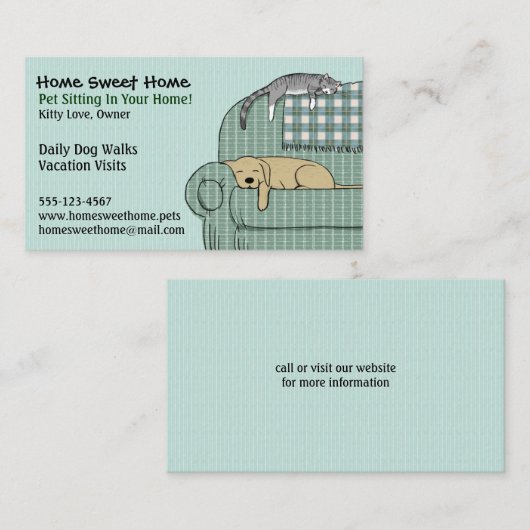 Niedliche Heimtiere und Katzen - Tierdienste Visitenkarte (Vorne/Hinten)