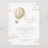 Niedliche Heißluftballon Babydusche Dankeskarte (Vorne/Hinten)