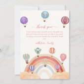 Niedliche Heißluftballon Rainbow Babydusche Dankeskarte (Vorderseite)