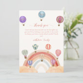 Niedliche Heißluftballon Rainbow Babydusche Dankeskarte (Stehend Vorderseite)
