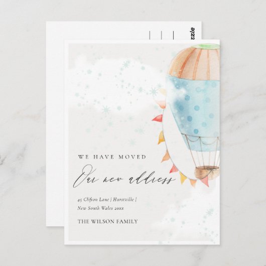 Niedliche Heißluftballon Wolken Sterne Wir haben u Postkarte (Vorne/Hinten)