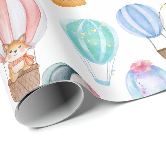 Niedliche Heißluftballons Geschenkpapier (Rolleneckpunkt)