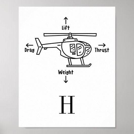 Niedliche Helikopter-Illustration Personalisiert Poster (Vorne)