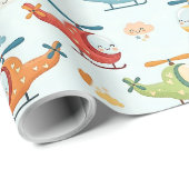 Niedliche Helikoptermuster Geschenkpapier (Rolleneckpunkt)