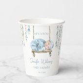 Niedliche, hellblaue Boho Baby-Boy-Duschpapiertass Pappbecher (Rückseite)