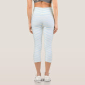 Niedliche, hellblaue Elfenbeinstreifen Capri Leggings (Rückseite)