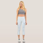 Niedliche, hellblaue Elfenbeinstreifen Capri Leggings (Vorderseite)
