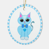 Niedliche hellblaue Katzenjacke & blaue Rochen Keramik Ornament (Links)