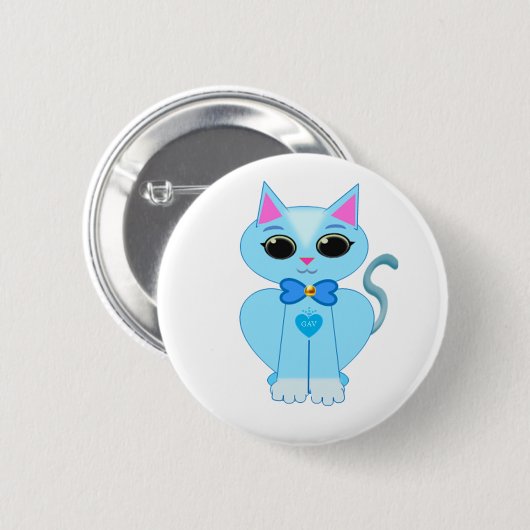 Niedliche, hellblaue Kitty Cat Button (Vorne & Hinten)