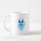 Niedliche, hellblaue Kitty Cat Kaffeetasse (Links)