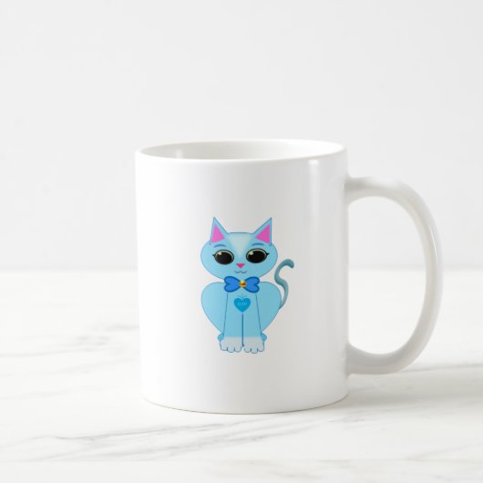 Niedliche, hellblaue Kitty Cat Kaffeetasse (Rechts)