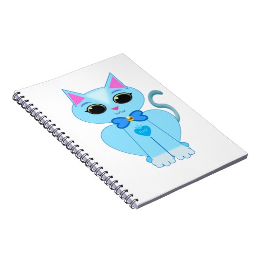 Niedliche, hellblaue Kitty Cat Notizblock (Rechte Seite)