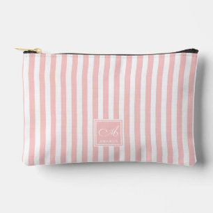 Niedliche, hellblaue rosa Streifen Mit Monogramm V Zubehörtasche