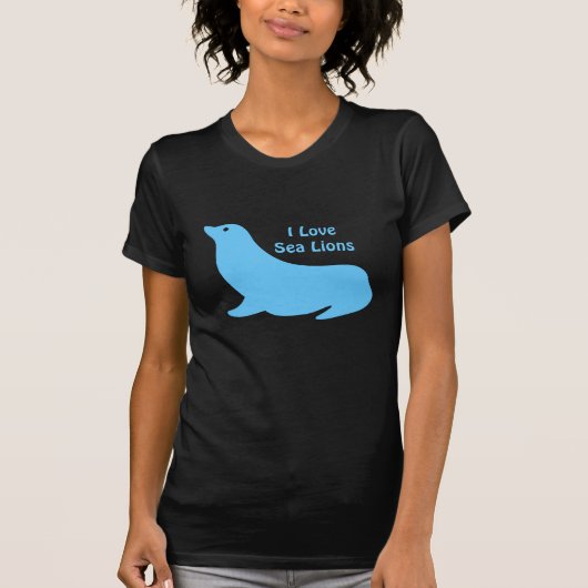 Niedliche, hellblaue Sea Lion Liebe T-Shirt (Vorderseite)