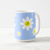 Niedliche, hellblaue und weiße Blüteninitis Kaffeetasse (VorderseiteRechts)