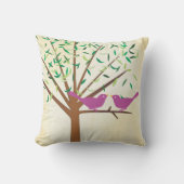 Niedliche, helle Farben Rosa Grüne, moderne Baumvö Kissen (Vorderseite)