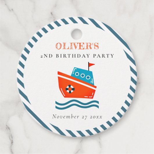 Niedliche, helle Kinder Wasserboot jeden Geburtsta Geschenkanhänger (Vorderseite)