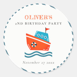 Niedliche, helle Kinder Wasserboot jeden Geburtsta Runder Aufkleber