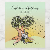 Niedliche Helle Liebe Bunny Rabbits Hochzeit Jahre Weinetikett (Einzelnes Label)