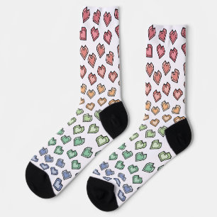 Niedliche Helle Pastel Rainbow Gemstone Herzmuster Socken