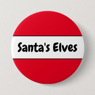 Niedliche, helle rote "Santa's Elves" Candy Cane S Button