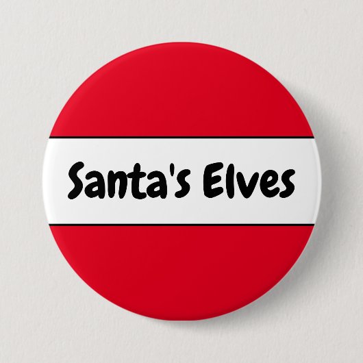 Niedliche, helle rote "Santa's Elves" Candy Cane S Button (Vorderseite)