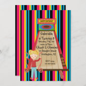 Niedliche, helle und gestreifte einladung (Vorne/Hinten)