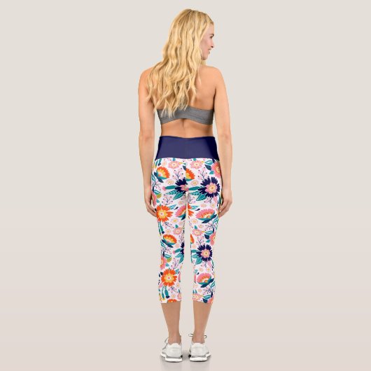 Niedliche, helle Wildblume Capri Leggings (Rückseite)