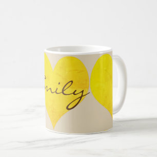 Niedliche, hellgelbe Herzen Tasse hinzufügen