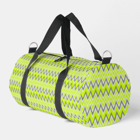 Niedliche, hellgrüne Zackenstreifen Duffle Bag (Linke Seite)