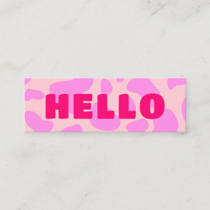 Niedliche HELLO-Kuh drucken Pastellfarbe Rosa Mini Visitenkarte