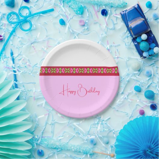 Niedliche, hellrosa Blüte Pappteller (Party)