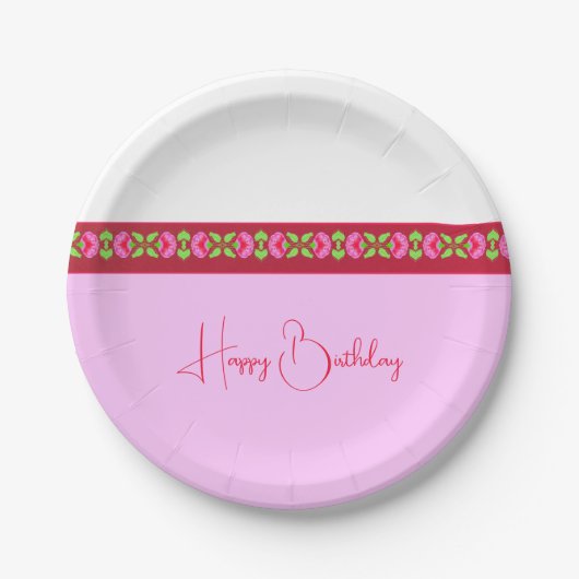 Niedliche, hellrosa Blüte Pappteller (Vorderseite)