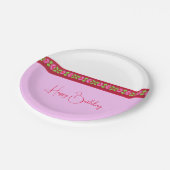 Niedliche, hellrosa Blüte Pappteller (Schrägansicht)