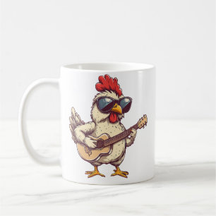 Niedliche Henne spielt Gitarre Hühner Musiker Musi Kaffeetasse