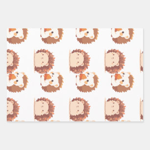 Niedliche Herbst-Igel - Kawaii Fall Forest Animes Geschenkpapier Set