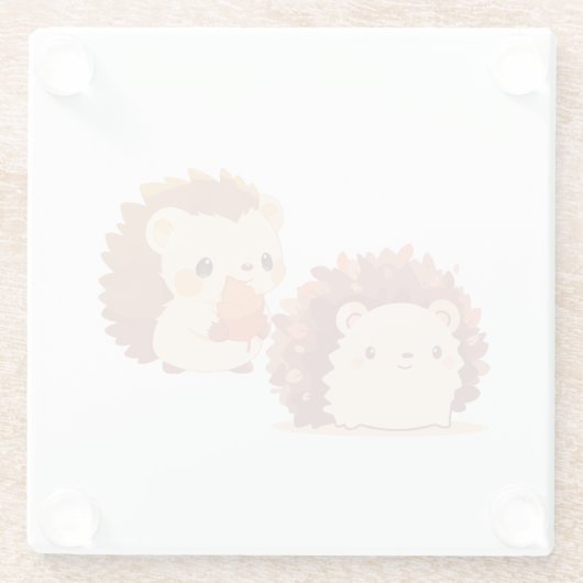 Niedliche Herbst-Igel - Kawaii Fall Forest Animes Glasuntersetzer (Rückseite)