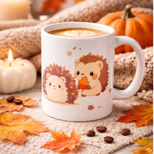 Niedliche Herbst-Igel - Kawaii Fall Forest Animes Kaffeetasse
