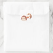 Niedliche Herbst-Igel - Kawaii Fall Forest Animes Quadratischer Aufkleber (Tasche)