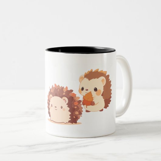 Niedliche Herbst-Igel - Kawaii Fall Forest Animes Zweifarbige Tasse (VorderseiteRechts)