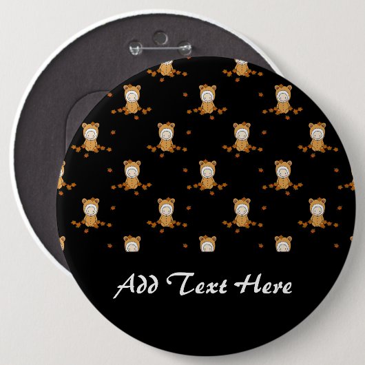 Niedliche Herbstbabys im Muster fallender Blätter Button (Vorne & Hinten)