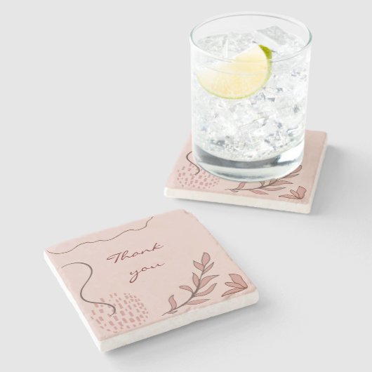 niedliche Herbstblumen und geometrische abstrakte  Steinuntersetzer (Seitenansicht)