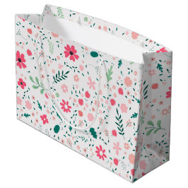 Niedliche Herbstfarben Illustriertes Blumenmuster Große Geschenktüte