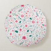 Niedliche Herbstfarben Illustriertes Blumenmuster Rundes Kissen (Vorderseite)