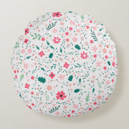 Niedliche Herbstfarben Illustriertes Blumenmuster Rundes Kissen