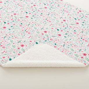 Niedliche Herbstfarben Illustriertes Blumenmuster Sherpadecke